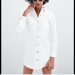 Zara Truflac White Denim Dress